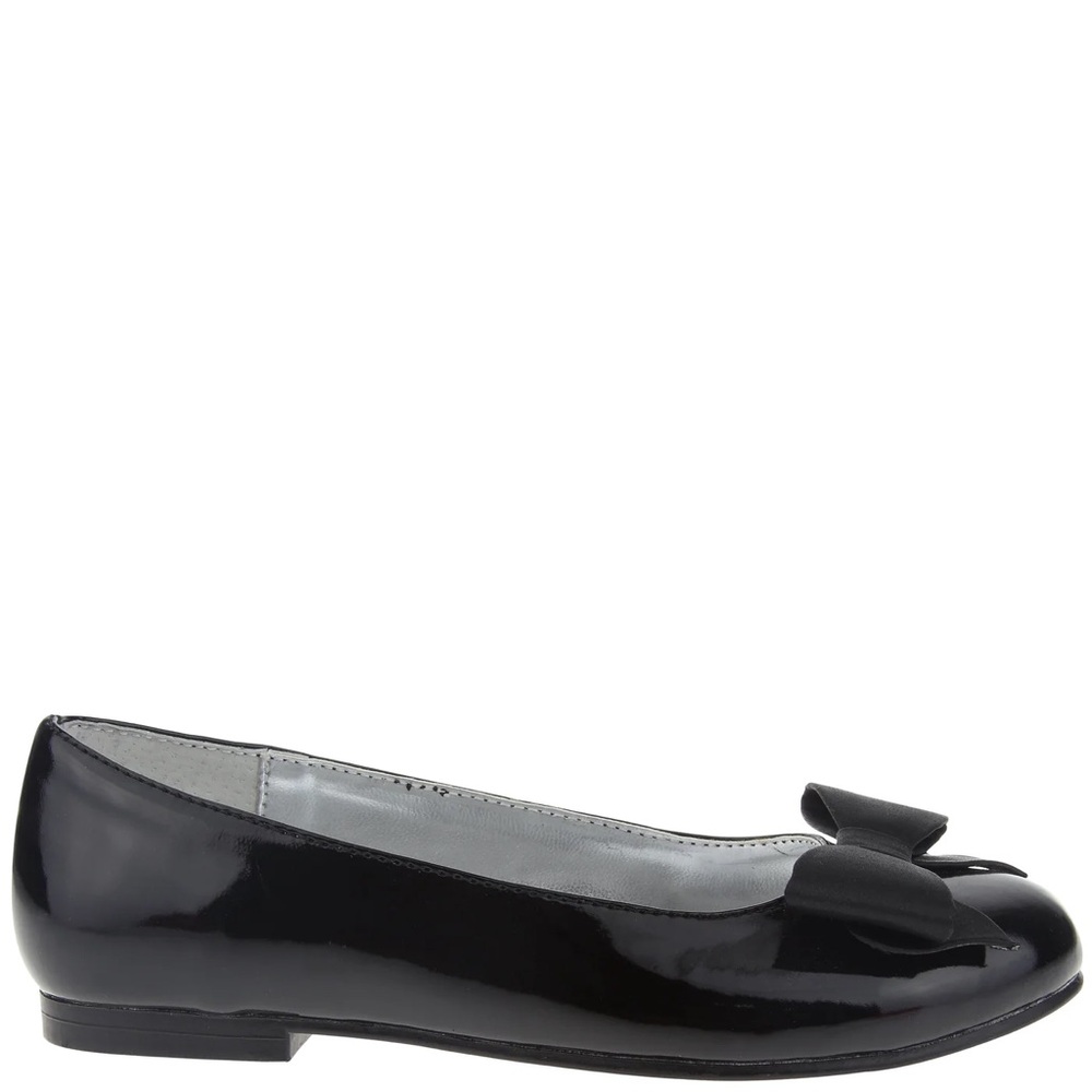 Nina Girls’ Black Patent Bow Flats